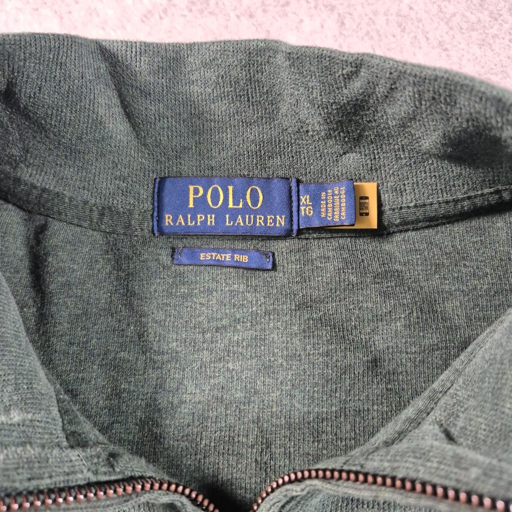 Polo Ralph Lauren Men's 1/4 Quarter Zip Estate Rib Pullover Sweater Green XL - Picture 3 of 6
